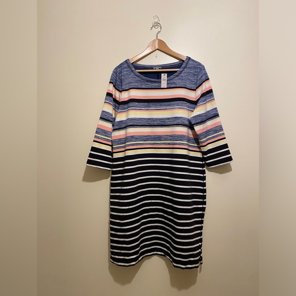 Talbots Blue and Black Striped dress . Size 1X. New